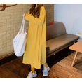 thumbnail image 1 of Robe Longue en Coton à Col Rond et Manches Longues - Jaune / L, 1 of 7