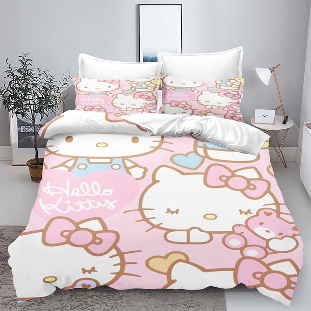 Sanrio Hello Kitty Quilt Cover 100% Polyester New Design 3D Cute Print Decor Comfortable Set Teenager Children Soft Bedding