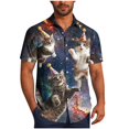 thumbnail image 2 of Blusa y camisa de manga corta con cuello vuelto para hombre, blusa informal de moda con botones estampados, blusa de manga corta con cuello vuelto, blusa de poliéster para hombre, 2 of 6