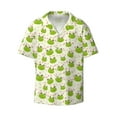 thumbnail image 3 of Goofa Green Frog Printed Men's Casual Short-sleeved Shirt,Lightweight Breathable Button-down,Summer Casual men's top,Versatile Fashion shirt-X-Large, 3 of 7