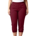 thumbnail image 6 of BUIGTTKLOP Women Capri Pants Plus Size Stretch Knee Length Leggings Elastic Waist Casual Summer Ladies Pull on Capris, 6 of 6