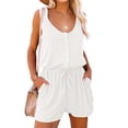 thumbnail image 3 of Summer Sleeveless Women Casual Low Round Neck Romper Jumpsuit with Pockets, 3 of 5