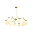 thumbnail image 3 of 3 Light Curved Mini Shades Pendant Mid Century Modern Raw Brass Sputnik chandelier light Fixture, 3 of 6
