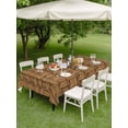 thumbnail image 4 of Outdoor Tablecloths with Umbrella Hole & Zipper, Vintage Rattan Rectangle Tablecloth 52x70 Inch, Minimalist Abstract Wicker Texture Brown Waterproof Table Cloth, Patio/Pool/Picnic Table Covers, 4 of 8