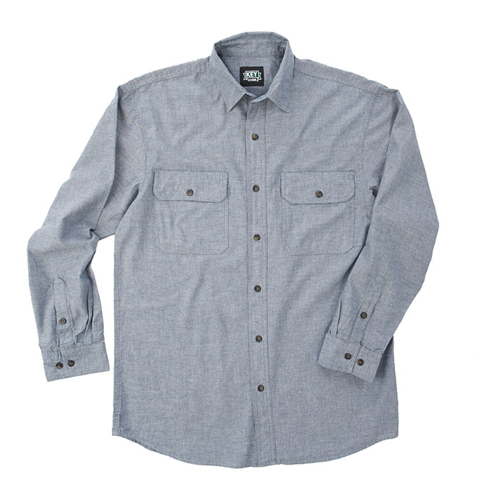 Key Apparel Mens Pre-Washed Blue Chambray Work Shirt Short Sleeve