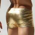 thumbnail image 4 of Luxalzxs Mens Gold Swim Shorts, Liquid Metallic Reflective Beach Shorts Patent Leather Swim Trunks for Men, Imitation Leather Hot Body Boxer Briefs, 4 of 6