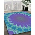 thumbnail image 2 of Ahgly Company Indoor Round Patterned Blue Turquoise Green Area Rugs, 4' Round, 2 of 6