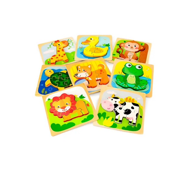 8pzs Puzzles Animales Madera Para Niños Juguetes Educativo Xtellar amarillo