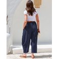 thumbnail image 3 of Pantalón ancho de lino para mujer TARSE, azul marino, talla M, 3 of 3