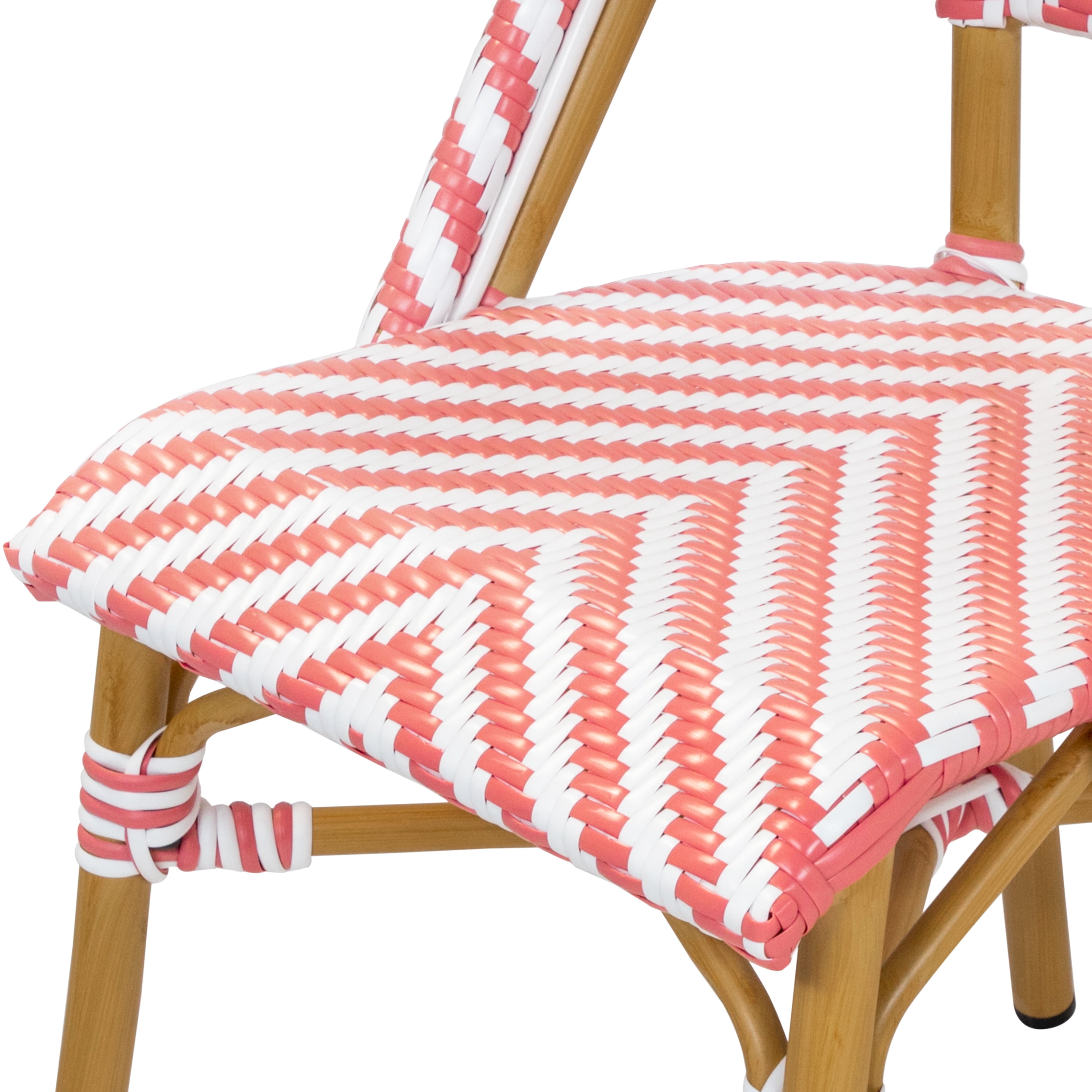 Furniture of America Tahit Outdoor Dining Chair - Faux Rattan - Set of 2 - Armless - Pink