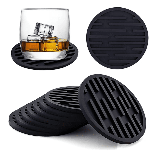 8 Portavasos Para Mesa De Silicona Posavasos Xtellar Negros Grandes
