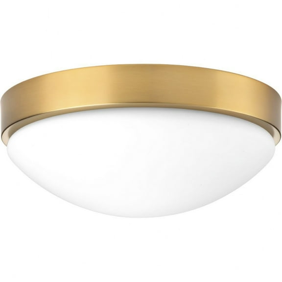 Progress Lighting Elevate 1-Light LED Flush Mount, Brushed Bronze, Etched White Glass Shade