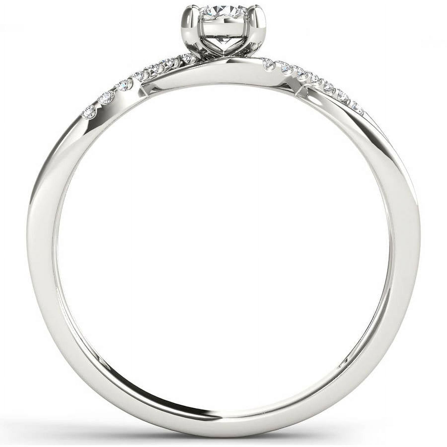 1/20 Carat T.W. Diamond Criss-Cross Shank Cluster 10kt White Gold Engagement Ring