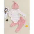 thumbnail image 3 of KelaJuan Baby Clothing Set, Long Sleeve Crew Neck Striped Romper with Pants and Hat Infant Clothes, 3 of 6