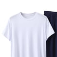 thumbnail image 6 of PIWHJQK 2 Pieces Men Pajama Set Elastic Waist Sleepwear Men's Solid Crew Neck Tee Elastic Pocket Shorts 2 Piece Pajama Men Sleepwear, 6 of 6