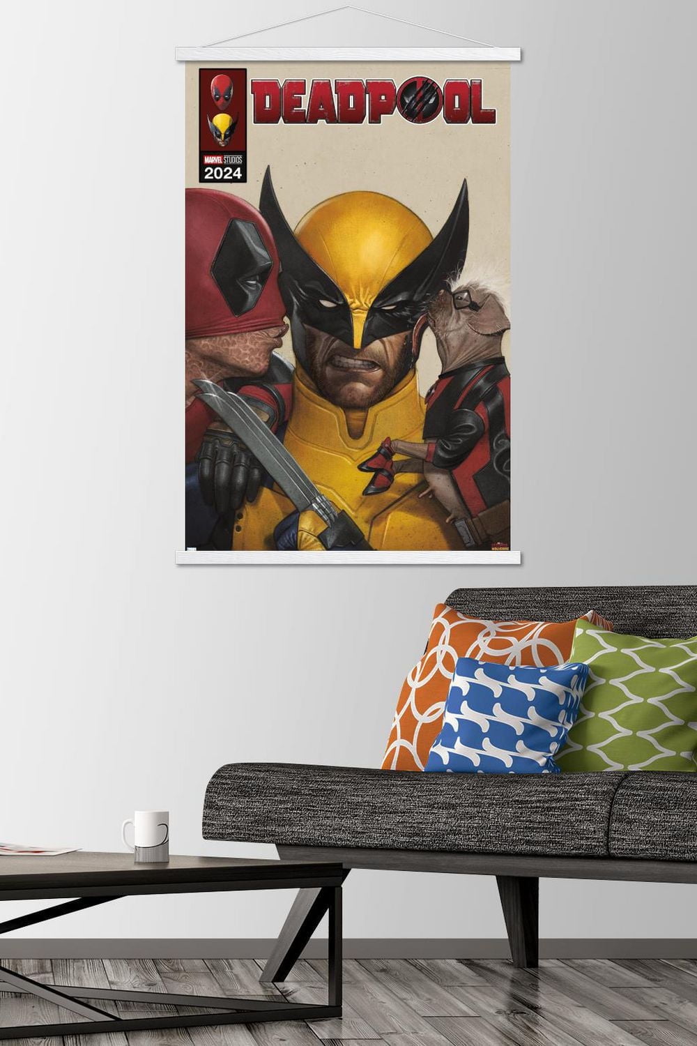 Marvel Deadpool & Wolverine - Homage Cover Wolverine Kisses Wall Poster with Magnetic Frame