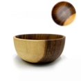 thumbnail image 2 of Cuenco de madera de acacia con logotipo grabado Cuenco grande de madera para hotel Cuenco para ensalada espesa, 2 of 4