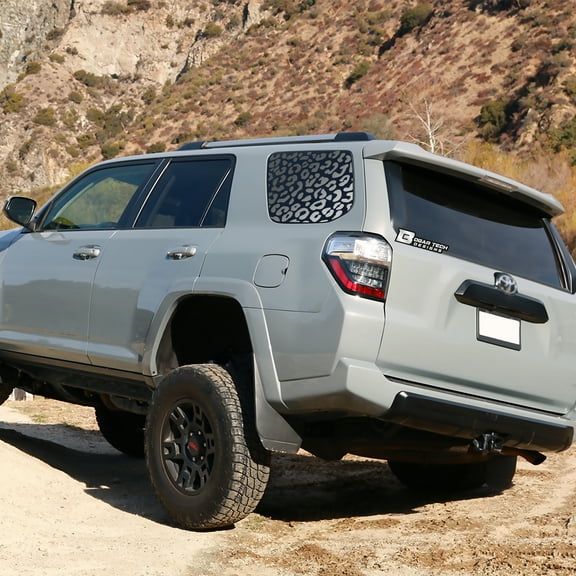 BOGAR TECH DESIGNS Universal Fit Leopard Cheetah Print 3rd Quarter Window Decal Stickers Compatible with Most SUV'S and Trucks Matte Black