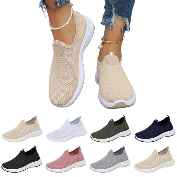 Orthopedic Walking Shoes for Women Woven Orthopedic Breathable Soft Sneaker Non Slip Arch Support Anti Skid Slip On Wide & Bulky Sports Shoes