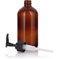 thumbnail image 3 of 16 oz AMBER Boston Round Glass Bottle - w/ Black Pump - pack of 2, 3 of 6