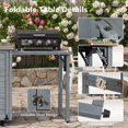 thumbnail image 5 of 78.3" Outdoor Kitchen Island with Foldable Grill Table, Wooden Outdoor Grill Cart with Trash Can Storage & Stainless Steel Top, Outdoor Bar Cart, Pizza Oven Table for Lawn & Garden, Grey Blue, 5 of 6