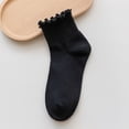 thumbnail image 5 of Daznico Women Ruffle Edge Ribbed Crew Socks Lightweight Soft Breathable Stretch Knit for Summer Casual Comfort Mid Calf Hosiery, 5 of 5