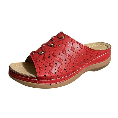 

ZIZOCWA Velcro Slipper Elephant Slippers For Women Peep Out Summer Wedges Sandals Beach Toe Women Breathable Shoes Fashion Hollow Women S Slipper Hard Slipper