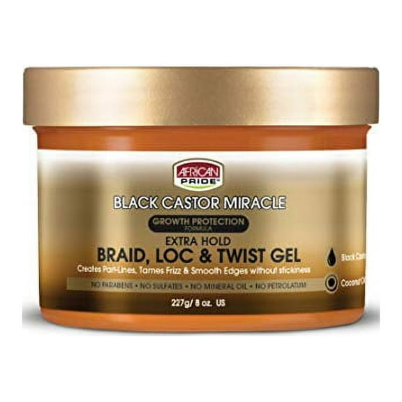[Pack of 3] AFRICAN PRIDE BLACK CASTOR MIRACLE EXTRA HOLD BRAID LOC & TWIST GEL 8OZ