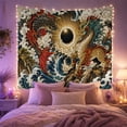 thumbnail image 2 of Koi and Dragon in Eclipse Over Crashing Waves, Mystical Illustration for Fantasy Art Lovers, Asian Inspired Wall Decor, Housewarming Gift, Tapestry Wall Hanging for Bedroom and Living Room, 2 of 7