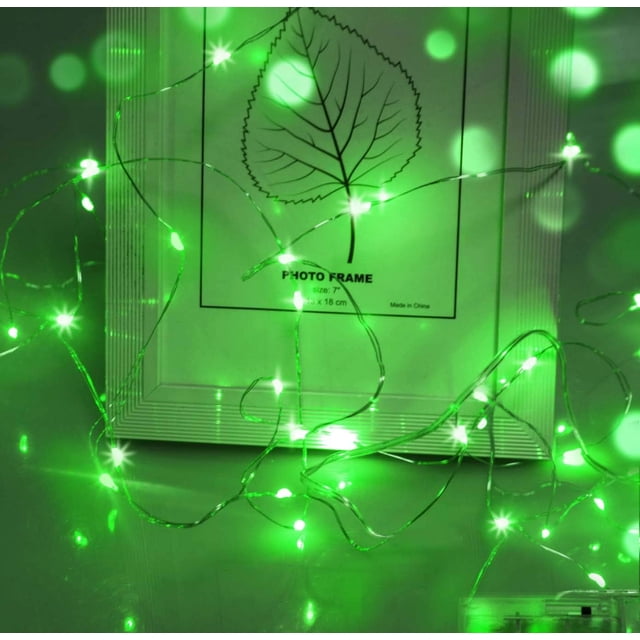 Cadena de luces LED 2M 20LED Alambre Micro luces de hadas Decoración navideña Cadena de luces AA Funciona con pilas para fiesta, jardín, Navidad, decoración del día de San Valentín, boda (verde) brillar Electrónica