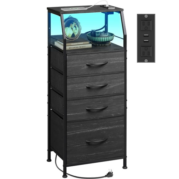 Mesita de noche Table WLIVE de 37 pulgadas de alto con luz LED y cargador