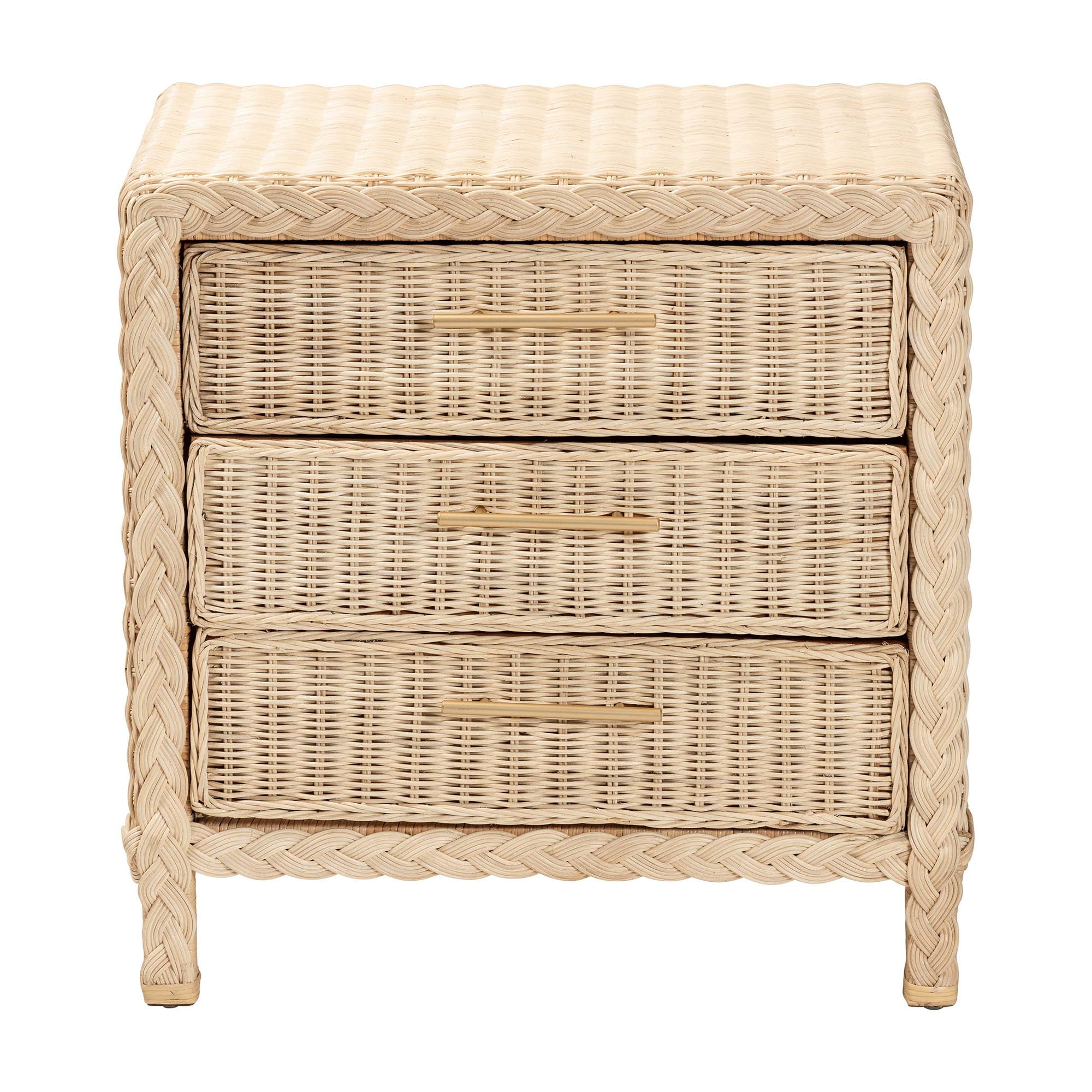 bali & pari Lanica Japandi Nightstand, Pale brown