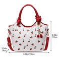 thumbnail image 3 of Hfppkn Cherry Print PU Leather Tote Bag Detachable Strap Crossbody Handbag for Work Travel 23x17x9cm Red, 3 of 7