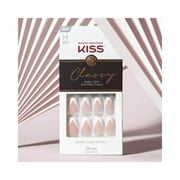KISS Classy French Tip Press On Nails, Silk Dress, White, Medium Coffin, 28 Count
