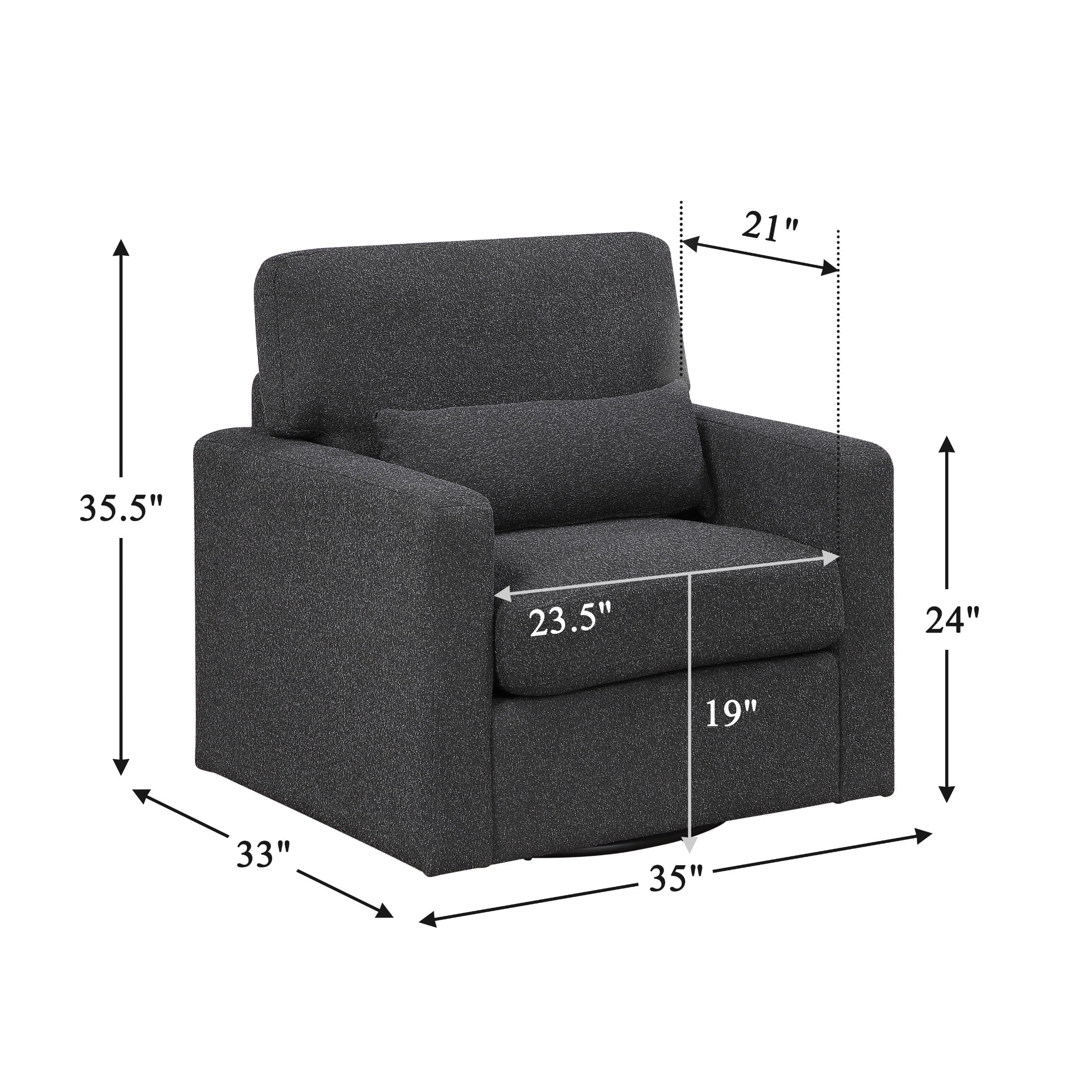 OakvillePark Vona Contemporary Boucle Swivel Chair, Black
