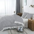 thumbnail image 3 of 3 Piece Pinch Ruffle Duvet Cover Set, Extra Soft, Luxury,100% Egyptian Cotton, Zipper Closure and Quilts Cover Set, Cool and Breatheable Bedding Sets Light Grey and White Solid,Full Size., 3 of 4