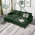 thumbnail image 4 of Pingliang Home 101" Convertible Sectional Sofa with Ottoman Coffee Table,U Shaped 4 Seat Sofa Couch with Storage Pockets,Modern Linen Sofa Bed with 3 Ottoman for Living Room Apartment Office Studio, 4 of 12
