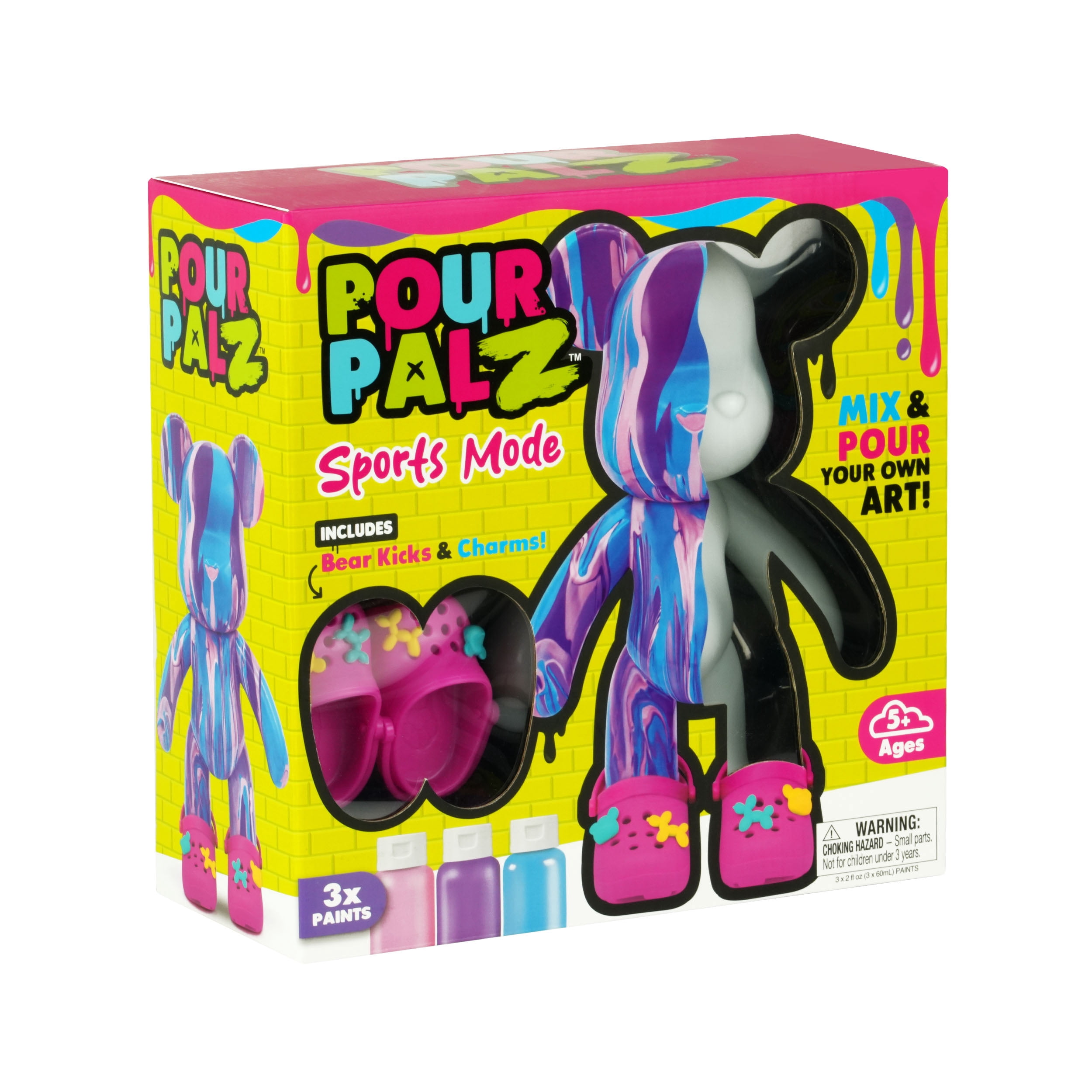 Pour Palz Bear Sport Mode DIY Paint & Pour Craft Kit for Kids Ages 5+