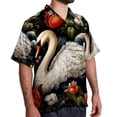 thumbnail image 2 of Swan Men's Short Sleeve Beach Shirts Hawaiian Button Down Casual Summer Printed Unisex Top, 2 of 6