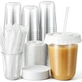 thumbnail image 2 of PYYNA-50 Sets Clear Plastic Cups with Lids, Straws, and Paper Cap Liners, Disposable Iced Coffee Cups Drinking Cup for Cold Drinks, Juice, Smoothie, Coffee Shops, Party, Christmas (16oz,Clear), 2 of 4