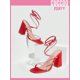 thumbnail image 1 of Party Collection Women Shoes Rhinestone Decor Chunky Heeled Ankle Strap Black Sandals Valentines Day, 1 of 4