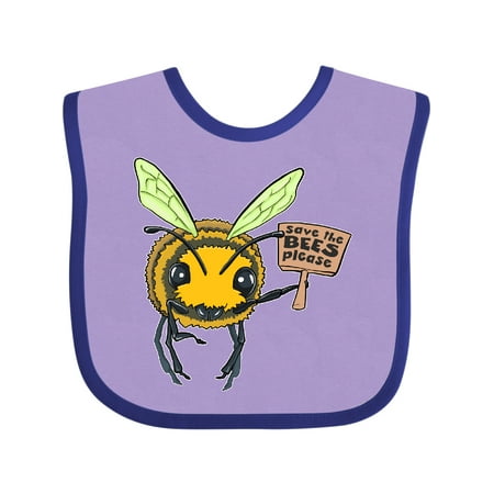 

Inktastic Save the Bees Please- Cute Bee with Sign Gift Baby Boy or Baby Girl Bib