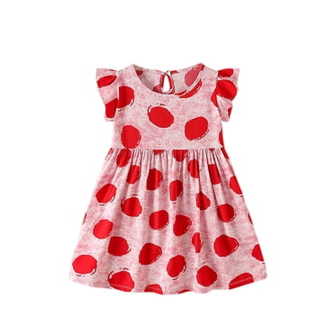 Robe pour Tout-Petite Fille à Manches à Volants, Robe d'Été de Princesse pour Fête, Robe Évasée à Étages en Ligne A, Robe à Imprimé Floral pour Filles, Robe Chic
