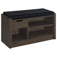 thumbnail image 2 of Cterwk Upholstered Seat Storage Bench with Open Shelf and Drawer, Dark Brown, 2 of 8