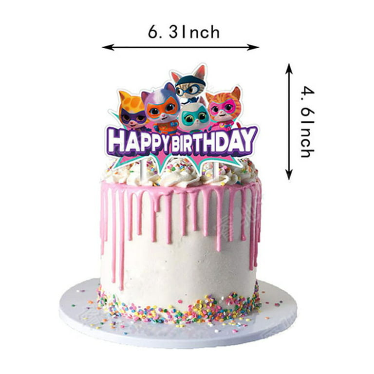 Super Kitties Party Decorations, Cartoon Hero Cat Birthday Party Supplies  Include Happy Birthday Banner, Balloons, Cupcake Cake Toppers, Backdrop for