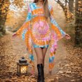 thumbnail image 5 of Women Halloween Cosplay Long Sleeve Dress Round Neck Ghost Pumpkin Skull Print Holiday Dress Irregular Hem Mini Dress Multi-Color Optional Fashion Casual Slips, 5 of 5