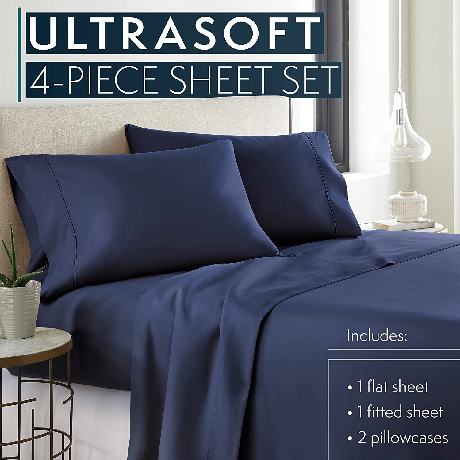 Bed Sheet Set - Dark Colors - Soft and Comfortable 1800 Prestige Brush