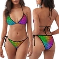 thumbnail image 4 of Horeoi Colorful Glitter Pattern Women's Adjustable Bikini Set High-Cut Two-Piece Swimsuit for Beach Pool Party Tropical Vacation, 4 of 5