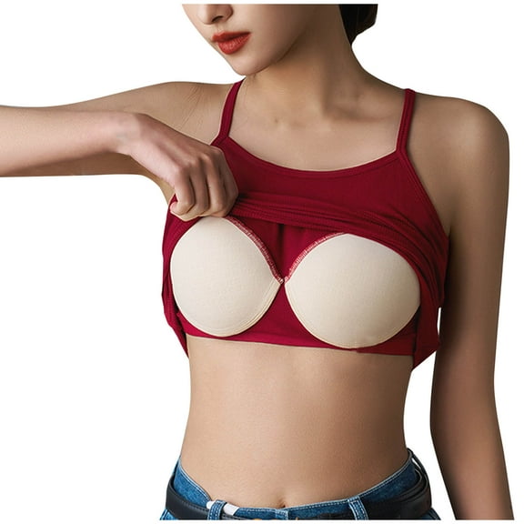 Women Built In Bra Cami Tops Sleeveless Spaghetti Strap Tank Top Square Neck Summer Fitted Basic Camisole Shirts