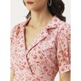 thumbnail image 6 of DressBerry Women’s Printed Poly Crepe Dress Collared V Neck Flared Short Puffed Sleeves Knee Length Regular Wear Light Weighted Casual Summer One Piece, 6 of 7